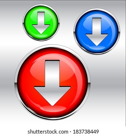 collection of shiny buttons in metallic elements with arrow, Vector graphic EPS10