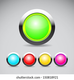 Collection of shiny colorful web buttons - Vector design elements