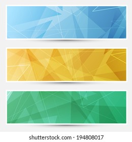 Collection of shiny crystal structured cards with lines. Vector illustration
