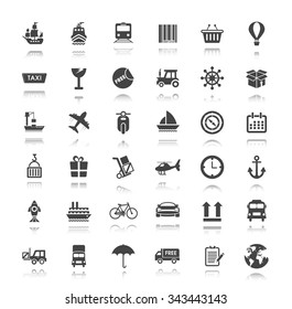 Collection shipping, transportation and packaging icons