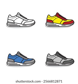 Collection of shoe line art featuring various styles with clean, minimalist lines. Perfect for fashion designs, branding, or modern projects. High-quality and versatile digital artwork.