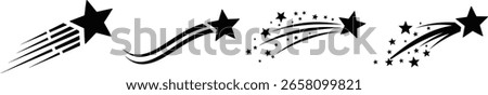 A collection of shooting star vector illustrations. Perfect for adding a touch of celestial magic to your graphic design projects with dynamic trails and star shapes.