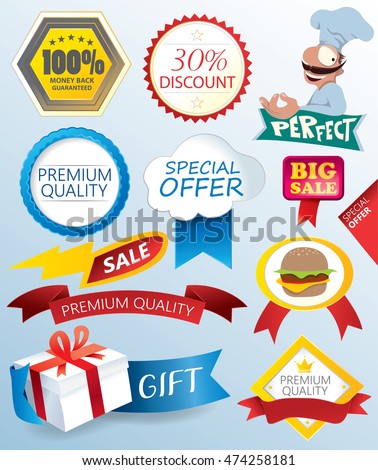 Collection of Shop, Offers, Restaurant and gift Icons (vector Art)