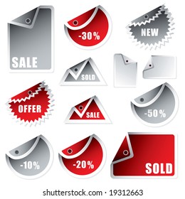 collection of shop tags with discount and sale text