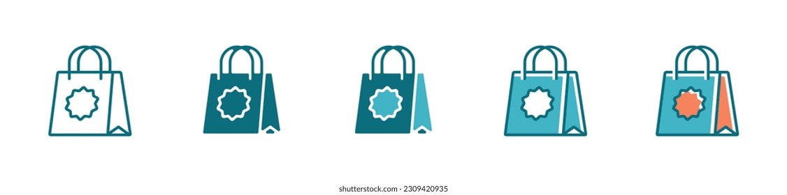 collection of shopping bag icon paper bag package market product sale symbol illustration vector