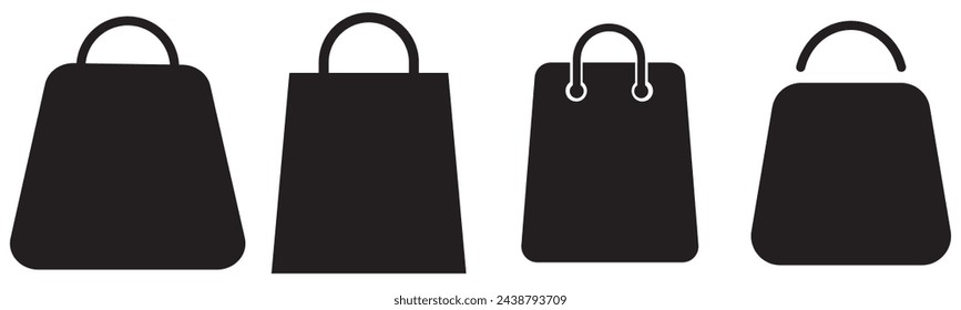 Colección de iconos de bolsas de compras. Conjunto de iconos de bolsas de compras. Icono de bolsas de compras.