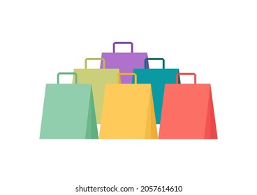 una colección de ilustraciones de bolsas de compra con diferentes colores, con diseños sencillos y modernos