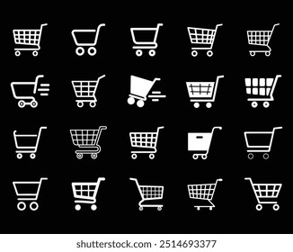 Collection of shopping cart icons  or symbols, Vector editable file.