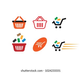 Collection of shopping cart template vector