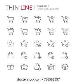 Collection of shopping carts thin line icons