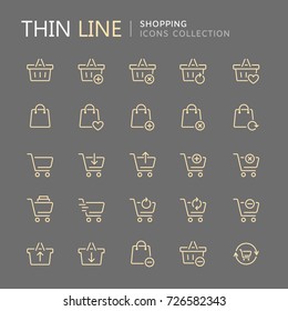 Collection of shopping carts thin line icons