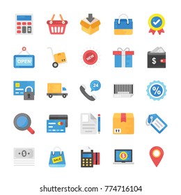 Collection Of Shopping and Commerce Flat Icons