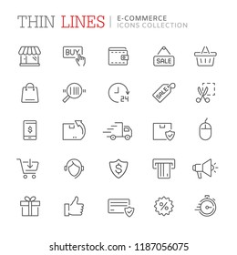 Collection of shopping and e-commerce related line icons