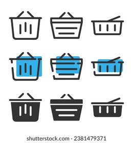 collection of shopping icons with three styles