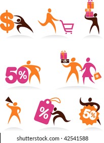 collection of shopping people icons