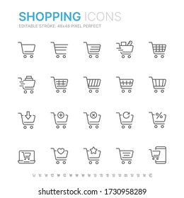 Collection of shopping related line icons. 48x48 Pixel Perfect. Editable stroke