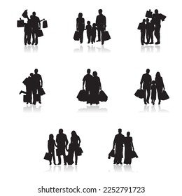 collection of shopping silhouette vector