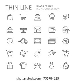 Collection of shopping thin line icons.