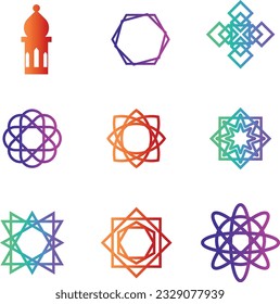 The collection showcases a wide array of geometric motifs, such as stars, hexagons, circles, squares, and intricate tessellations. These motifs are commonly found in Islamic art.