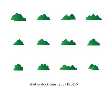 Collection of shrub, bush, grass vector.