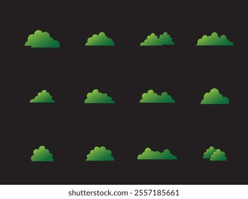 Collection of shrub, bush, grass vector.