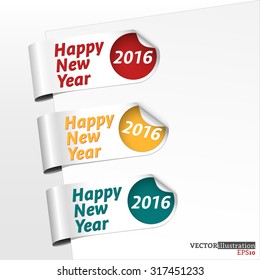 Collection of side bookmarks for the new year 2016. Vector illustration.