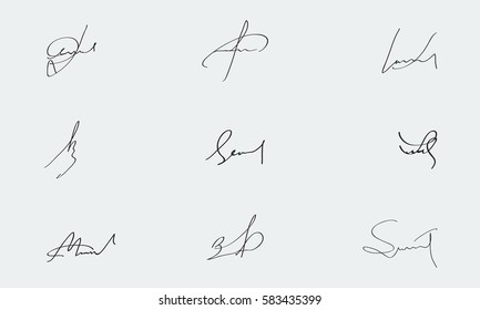 Collection of Signature samples to use in your design. Vector Illustration
