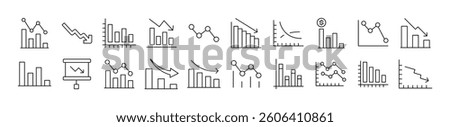 Collection of Signs of Arrow Down by Progress Bar Drawn with Thin Line for apps, web sites, banners, infographics and other types of design