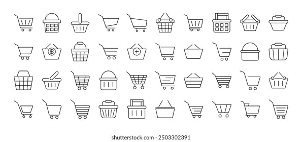 Collection of Signs of coffee, tea or other drinks in disposable cups. Suitable for books, stores, shops. Editable stroke in minimalistic outline style. Symbol for design