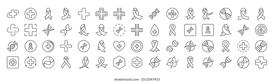 Collection of Signs of Medical Cross, Pink Ribbon, DNA for apps, web sites, banners, infographics and other types of design