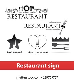 Collection of signs and restaurant. Vector set.