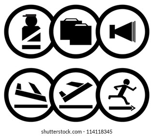 collection of signs used in airports