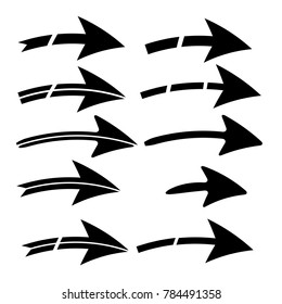 collection silhouette of arrow isolated