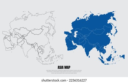 Collection of silhouette Asia maps design vector. Asia maps design vector