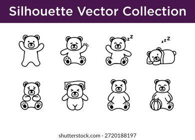 Coleção de silhueta urso vetores isolado no fundo branco