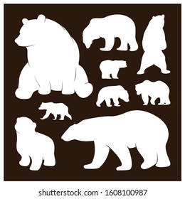 Sammlung von Silhouettenbären. Logo der Vektorillustration. Tierwelt. Wildbär. Vektorillustration.