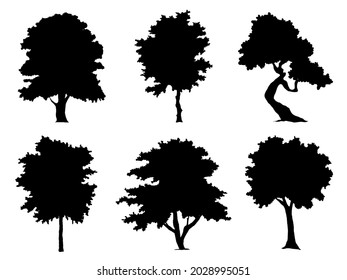 collection silhouette black tree Symbol style and white background. Can be used for your work.