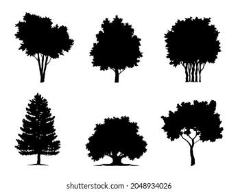 collection silhouette black tree Symbol style and white background. Can be used for your work.