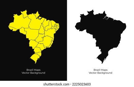 Collection of silhouette Brazil maps design vector. Silhouette Brazil maps vector
