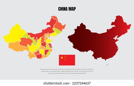 Collection of silhouette China maps design vector. China maps design vector