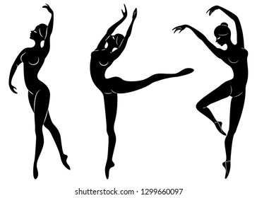 Collection Silhouette Cute Lady She Dancing Stock Vector (royalty Free 