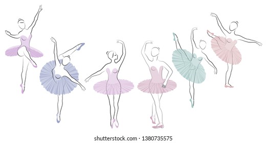 Girlish Ballet Themed Graphic Set Little Stock Vector (Royalty Free ...