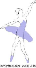 Collection. Silhouette of a cute lady, she is dancing ballet. The girl has a beautiful figure. Woman ballerina.Vector illustration.