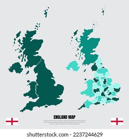 Collection of silhouette England maps design vector. England maps design vector