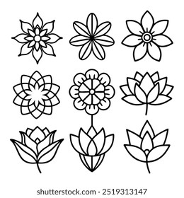 A Collection of silhouette flowers set vector design.