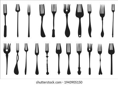 collection silhouette forks, vector illustration