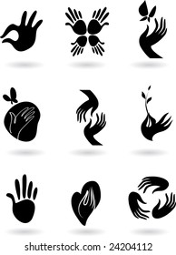 collection of silhouette hands icons