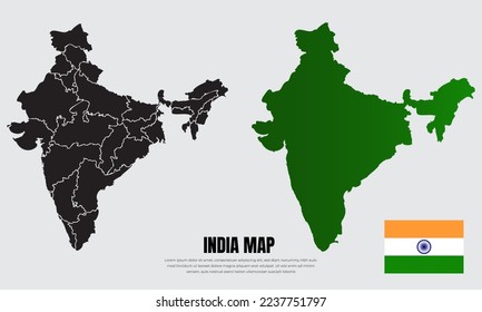 Collection of silhouette India maps design vector. India maps design vector