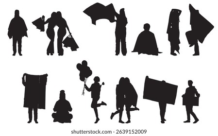collection silhouette of LGBT pride people