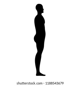 Collection of silhouette of man in  side view. Vector illustration, isolated on white background